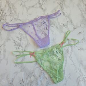 2 Pink VS Mesh Thong  V String Panty  M L